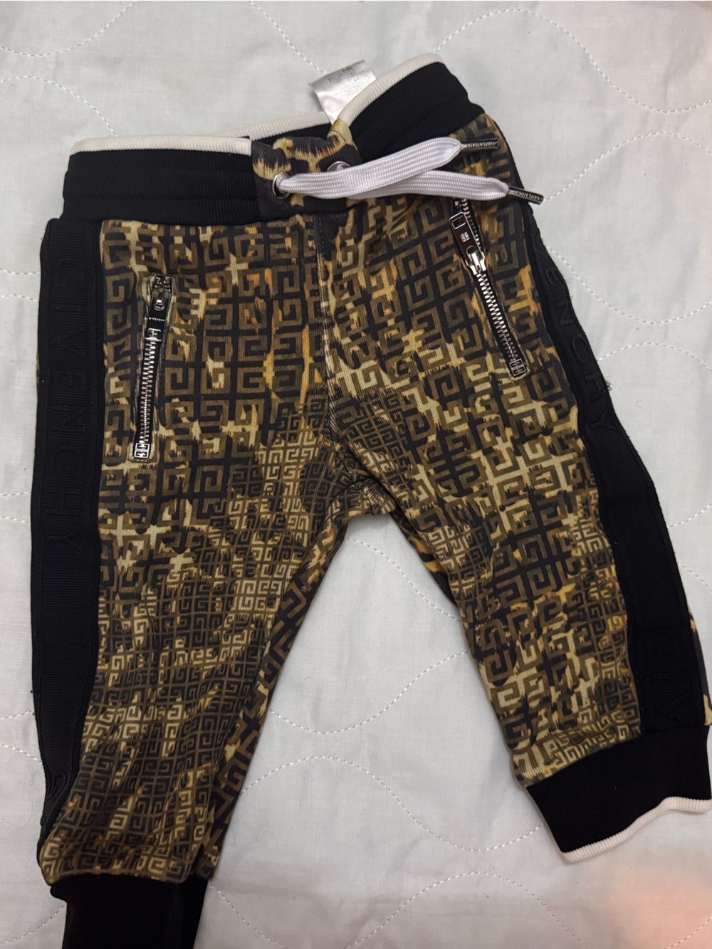 Givenchy Black and Gold Logo Print Kids Joggers